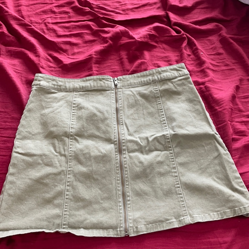 army green zip up skirt